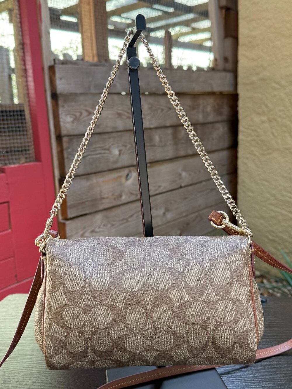 Coach Mini Ruby Crossbody Shoulder Bag w/ Gold Chain Monogram Canvas Leather - Picture 4 of 16